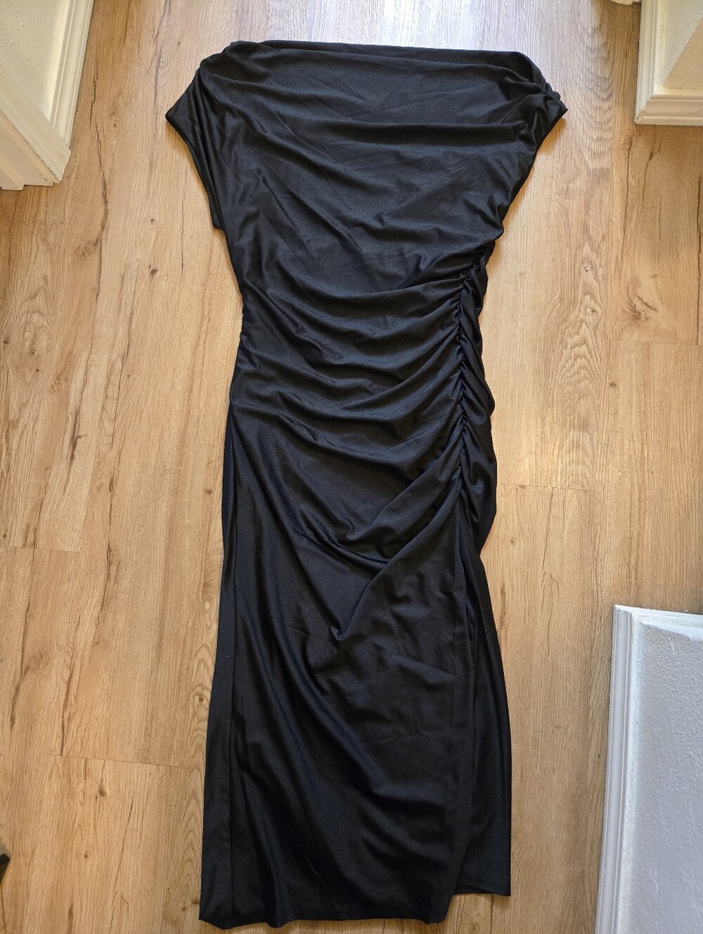 Premier Amour One Shoulder Womens Midi Asymmetrical Neck Short Sleeve Sheath 14 - Picture 4 of 7